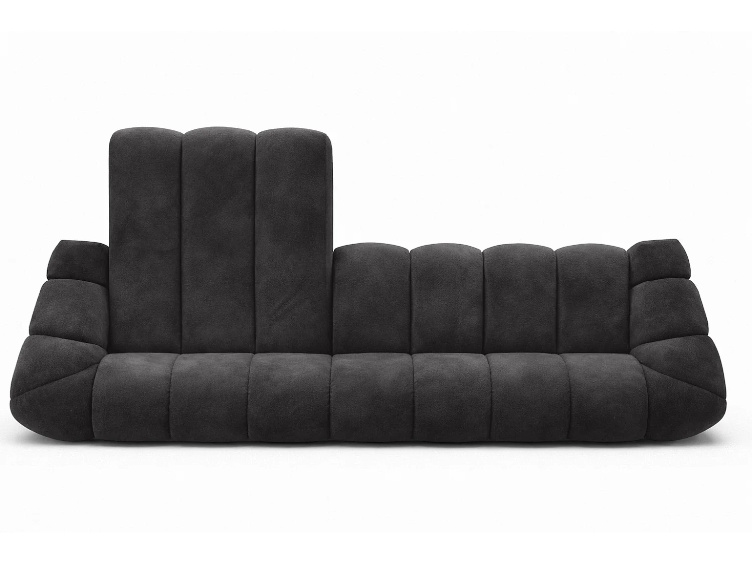 Divano angolare modulare a L, tessuto velluto Bluvel, nero, sinistra, CROISSANT XL