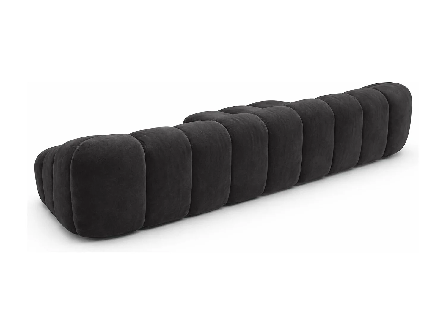 Divano angolare modulare a L, tessuto velluto Bluvel, nero, sinistra, CROISSANT XL