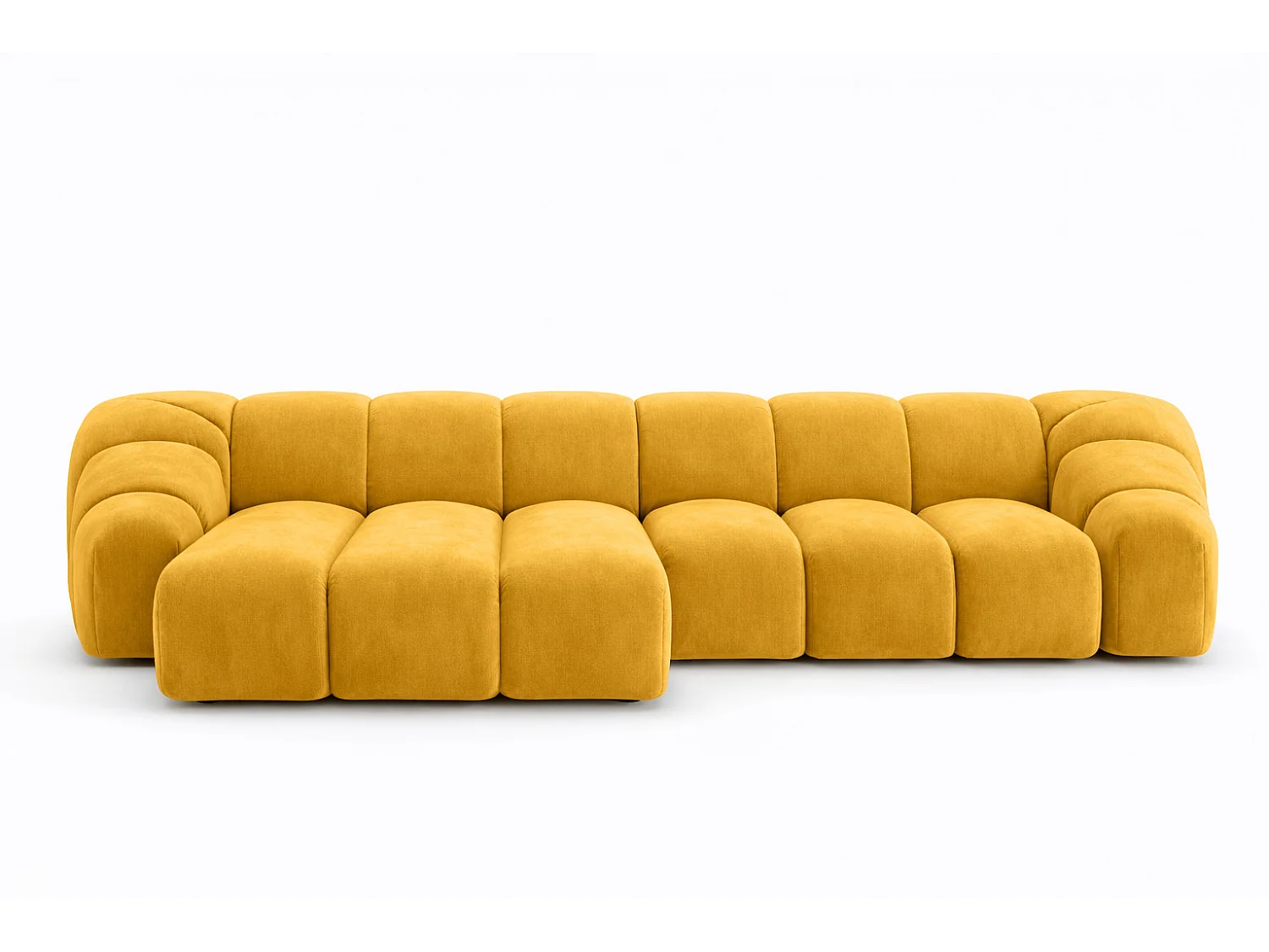 Divano angolare modulare a L, tessuto velluto Bluvel, dorato, sinistra, CROISSANT L