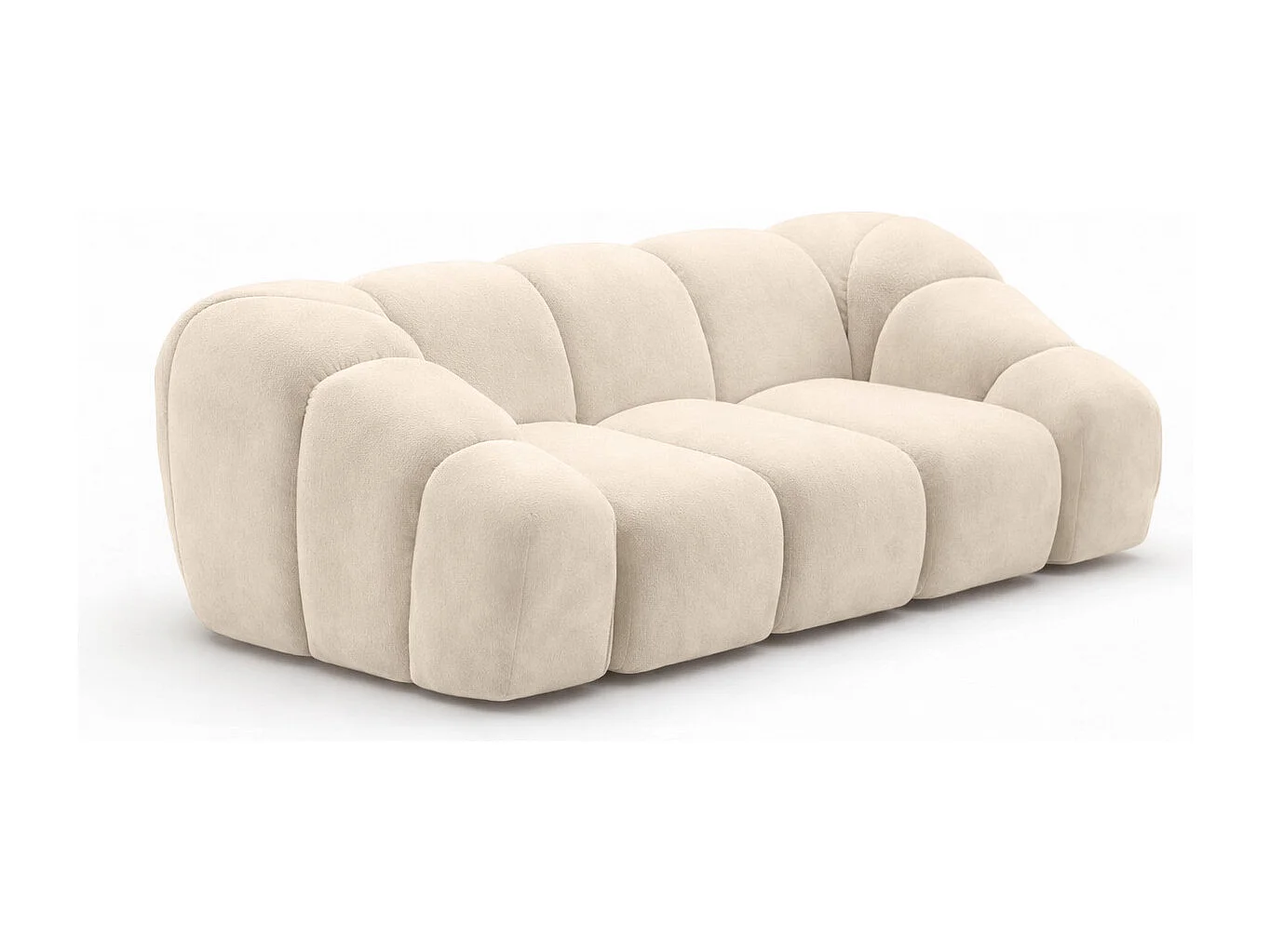 Divano modulare 2 posti, tessuto velluto Bluvel, crema, CROISSANT