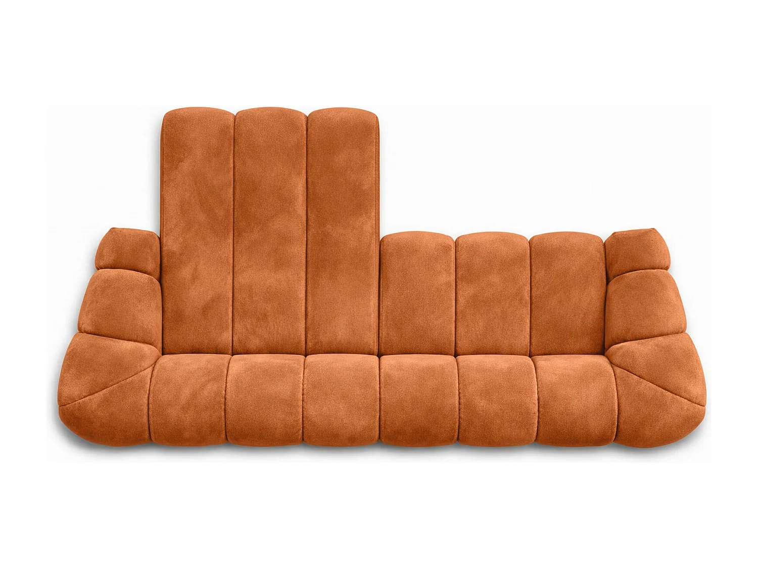 Divano angolare modulare a L, tessuto velluto Bluvel, color cannella, sinistra, CROISSANT L