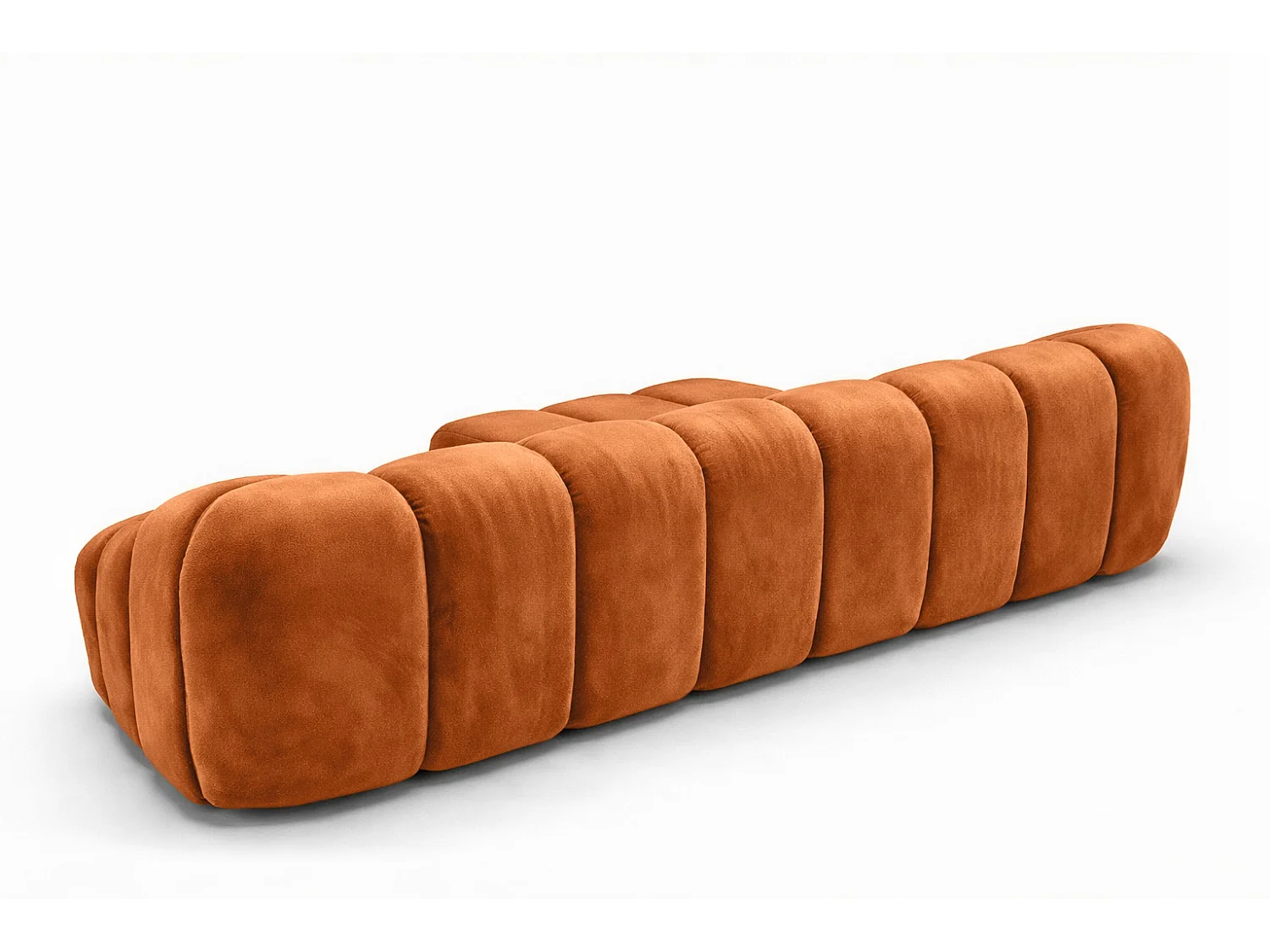 Divano angolare modulare a L, tessuto velluto Bluvel, color cannella, sinistra, CROISSANT L