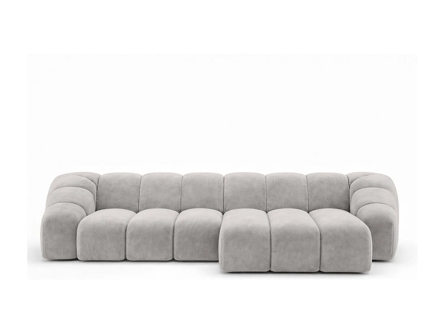 Divano angolare modulare a L, tessuto velluto Bluvel, grigio, destra, CROISSANT L