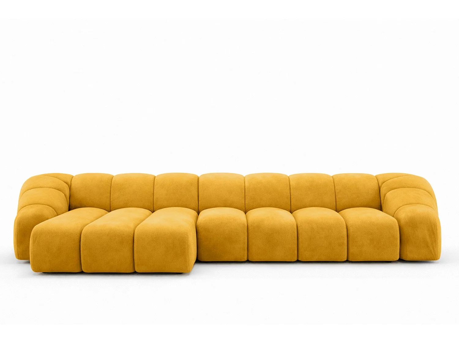 Divano angolare modulare a L, tessuto velluto Bluvel, dorato, sinistra, CROISSANT XL