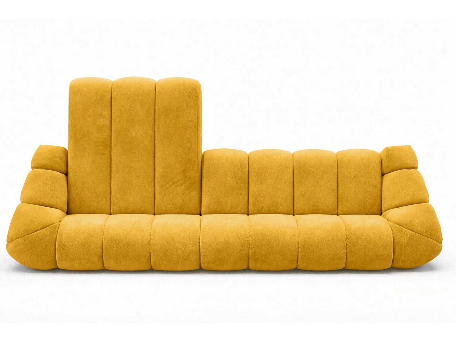 Divano angolare modulare a L, tessuto velluto Bluvel, dorato, sinistra, CROISSANT XL