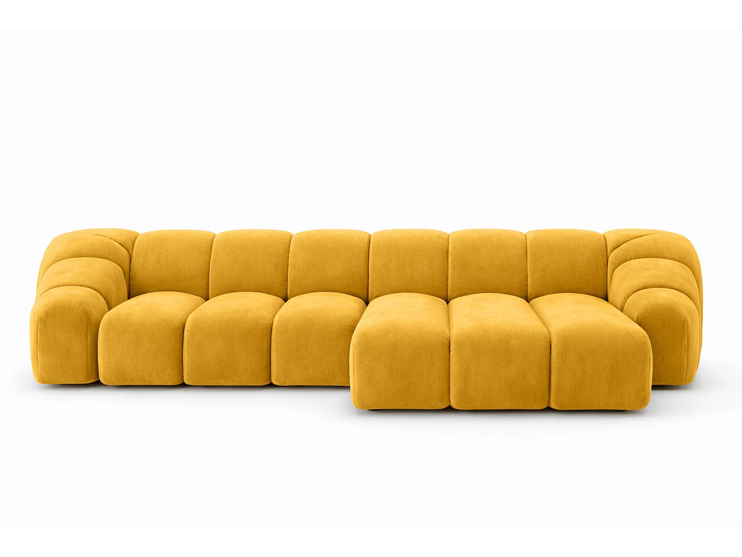 Divano angolare modulare a L, tessuto velluto Bluvel, dorato, destra, CROISSANT L