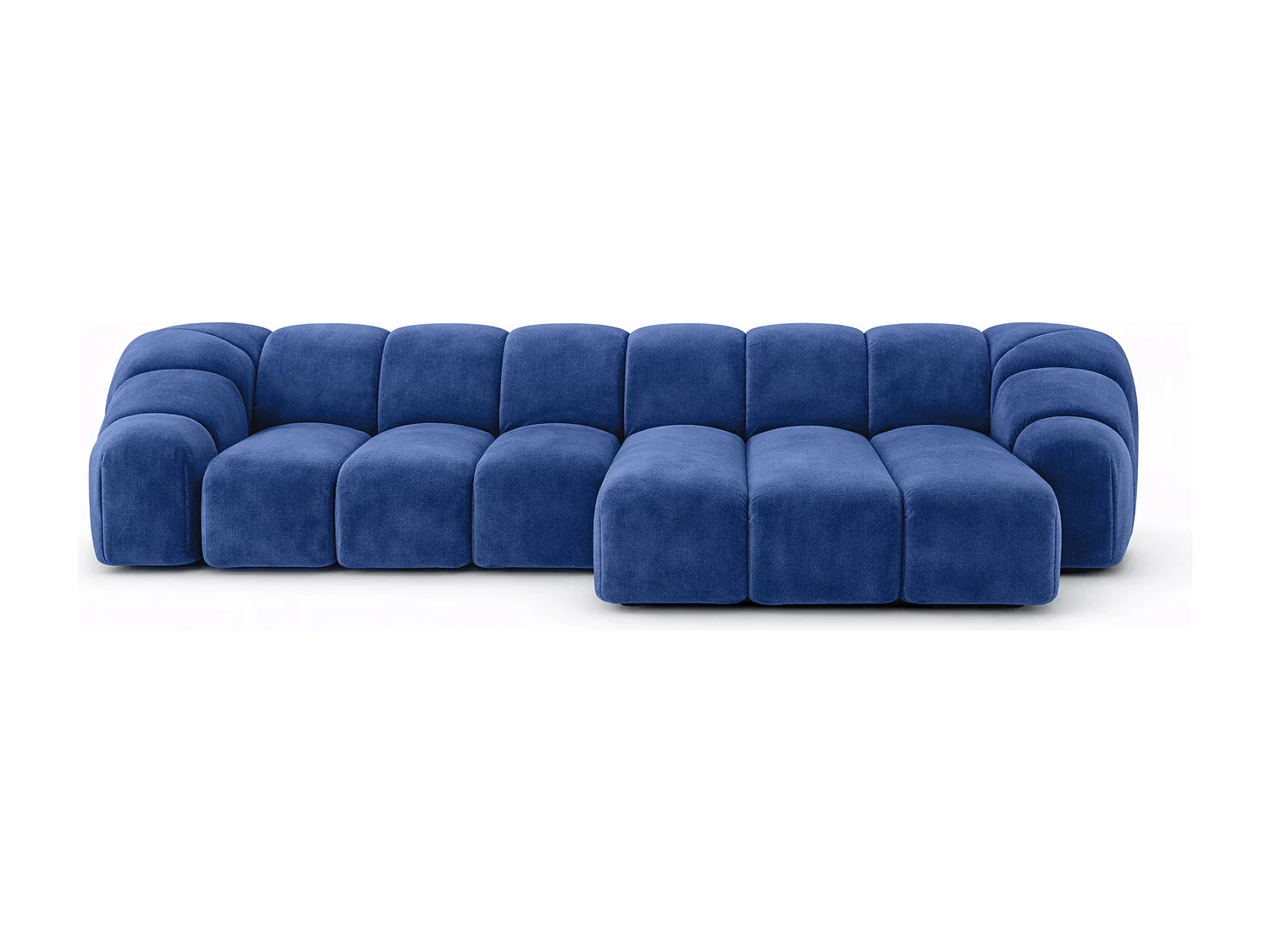 Divano angolare modulare a L, tessuto velluto Bluvel, blu inchiostro, destra, CROISSANT L