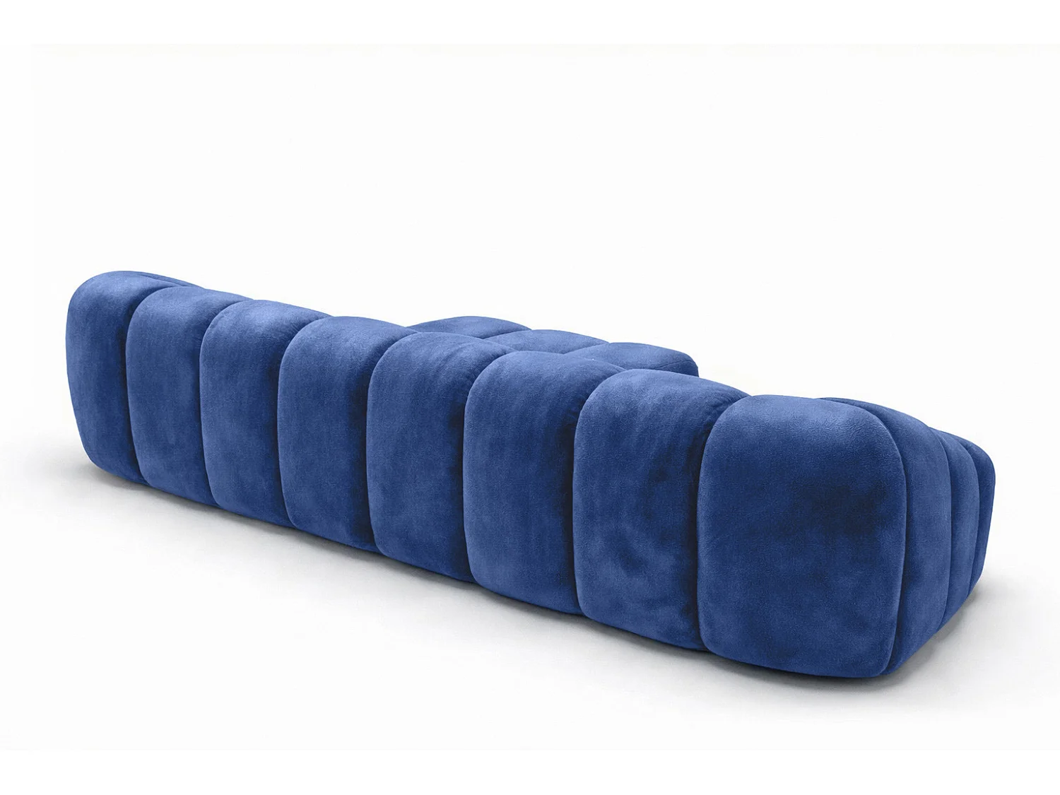 Divano angolare modulare a L, tessuto velluto Bluvel, blu inchiostro, destra, CROISSANT L