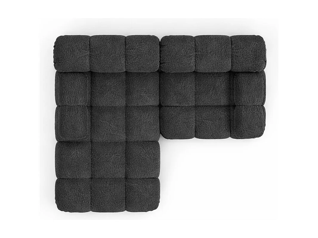 Canapé d’angle L mini modulaire, tissu bouclé Abriamo, Graphite, Gauche, Selia