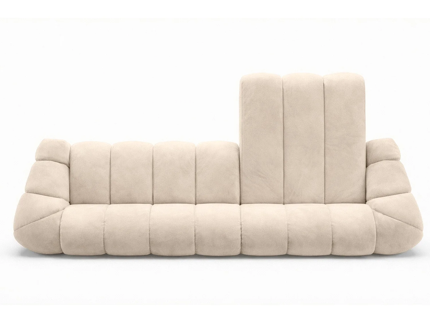 Divano angolare modulare a L, tessuto velluto Bluvel, crema, destra, CROISSANT XL