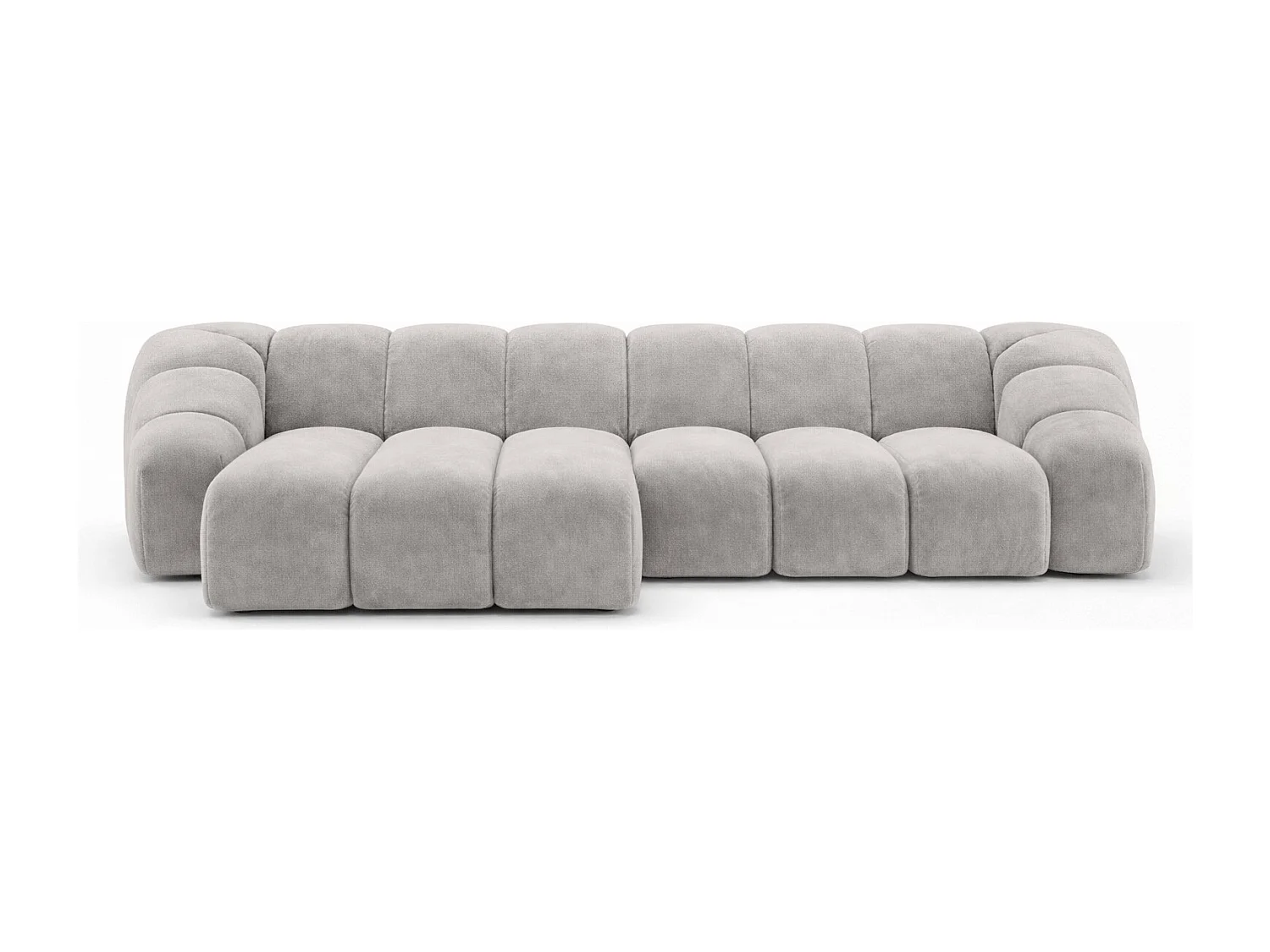 Divano angolare modulare a L, tessuto velluto Bluvel, grigio, sinistra, CROISSANT L