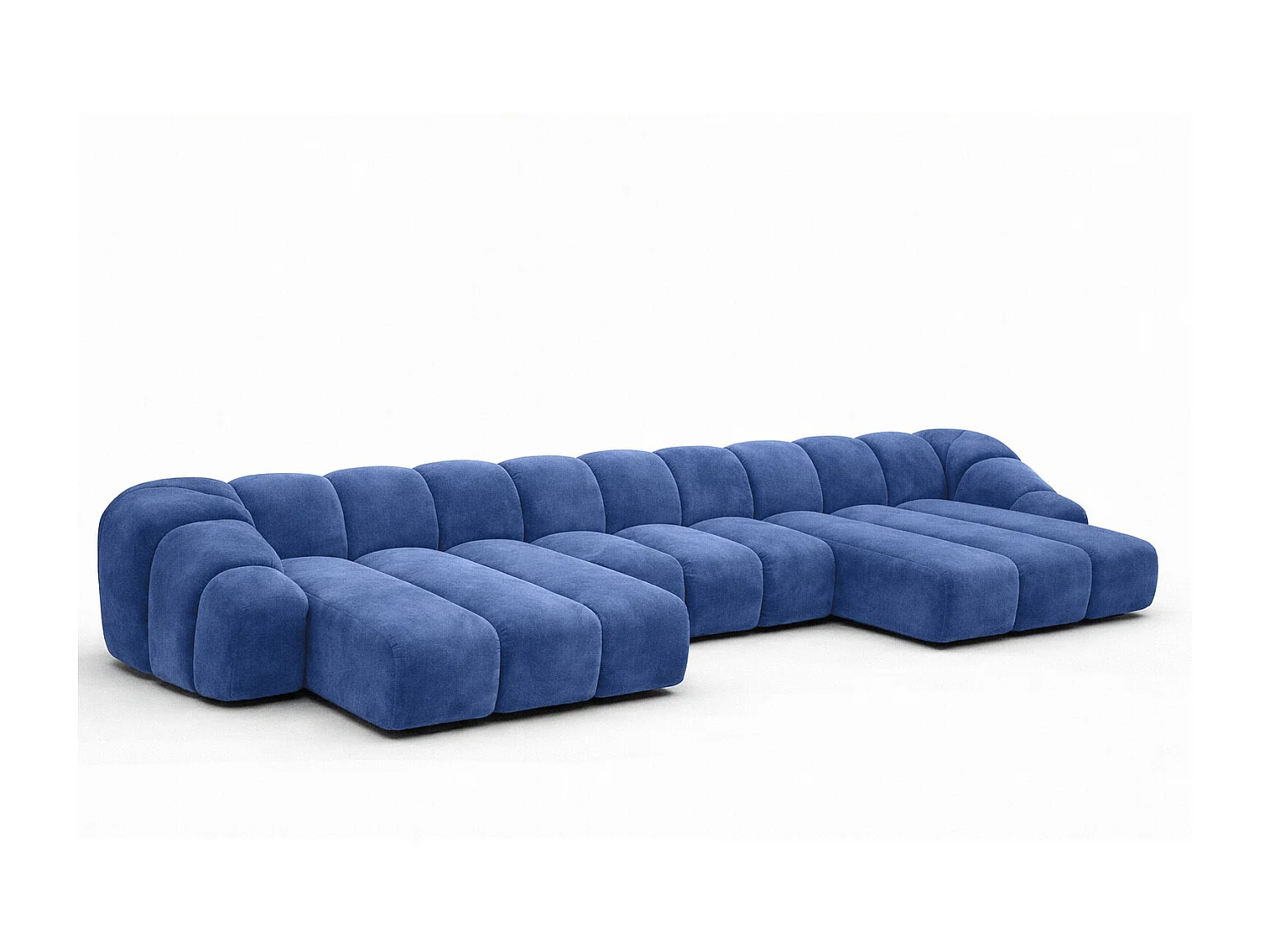 Narożnik modułowy w kształcie U, tkanina welurowa Bluvel, Atramentowy, CROISSANT U