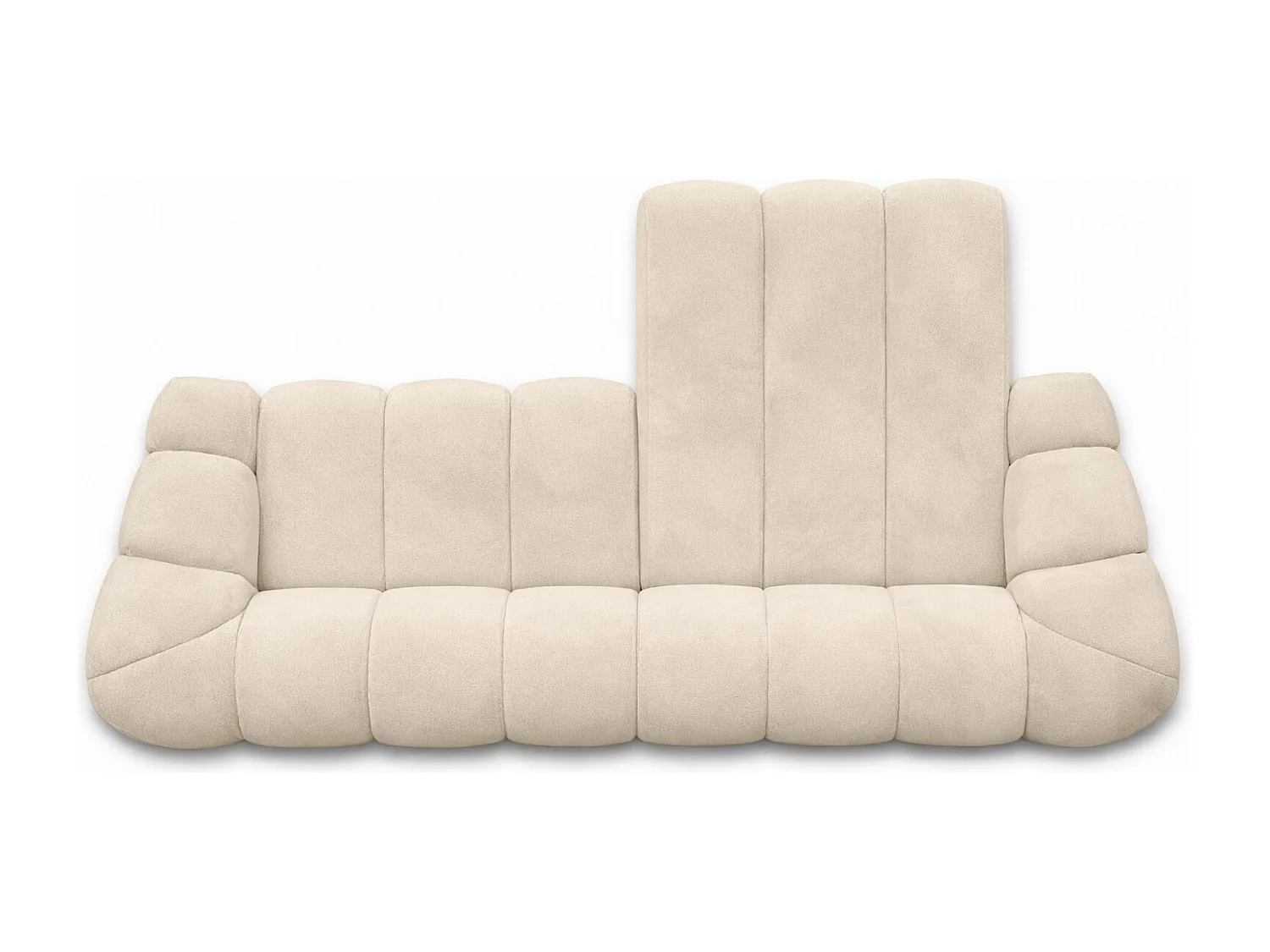 Divano angolare modulare a L, tessuto velluto Bluvel, crema, destra, CROISSANT L