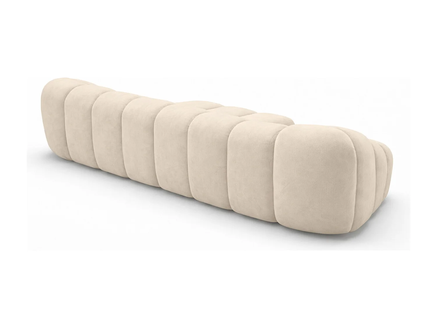 Divano angolare modulare a L, tessuto velluto Bluvel, crema, destra, CROISSANT L