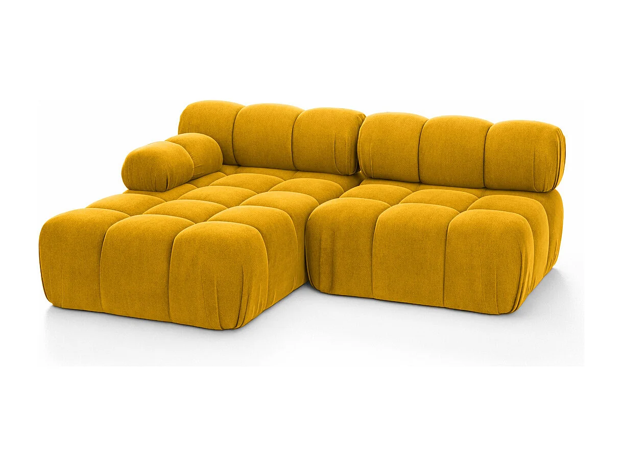 Canapé d’angle en L Mini II modulaire, velours Salvador, Jaune, Gauche, Selia