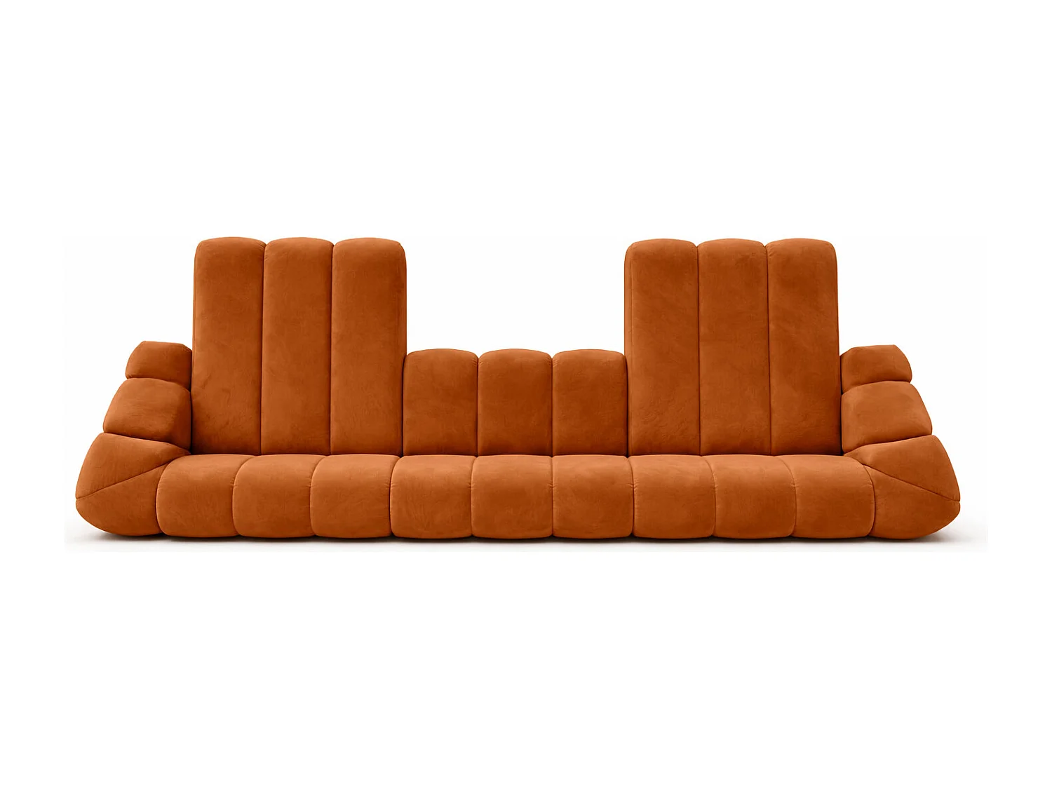 Narożnik modułowy w kształcie U, tkanina welurowa Bluvel, Cynamonowy, CROISSANT U