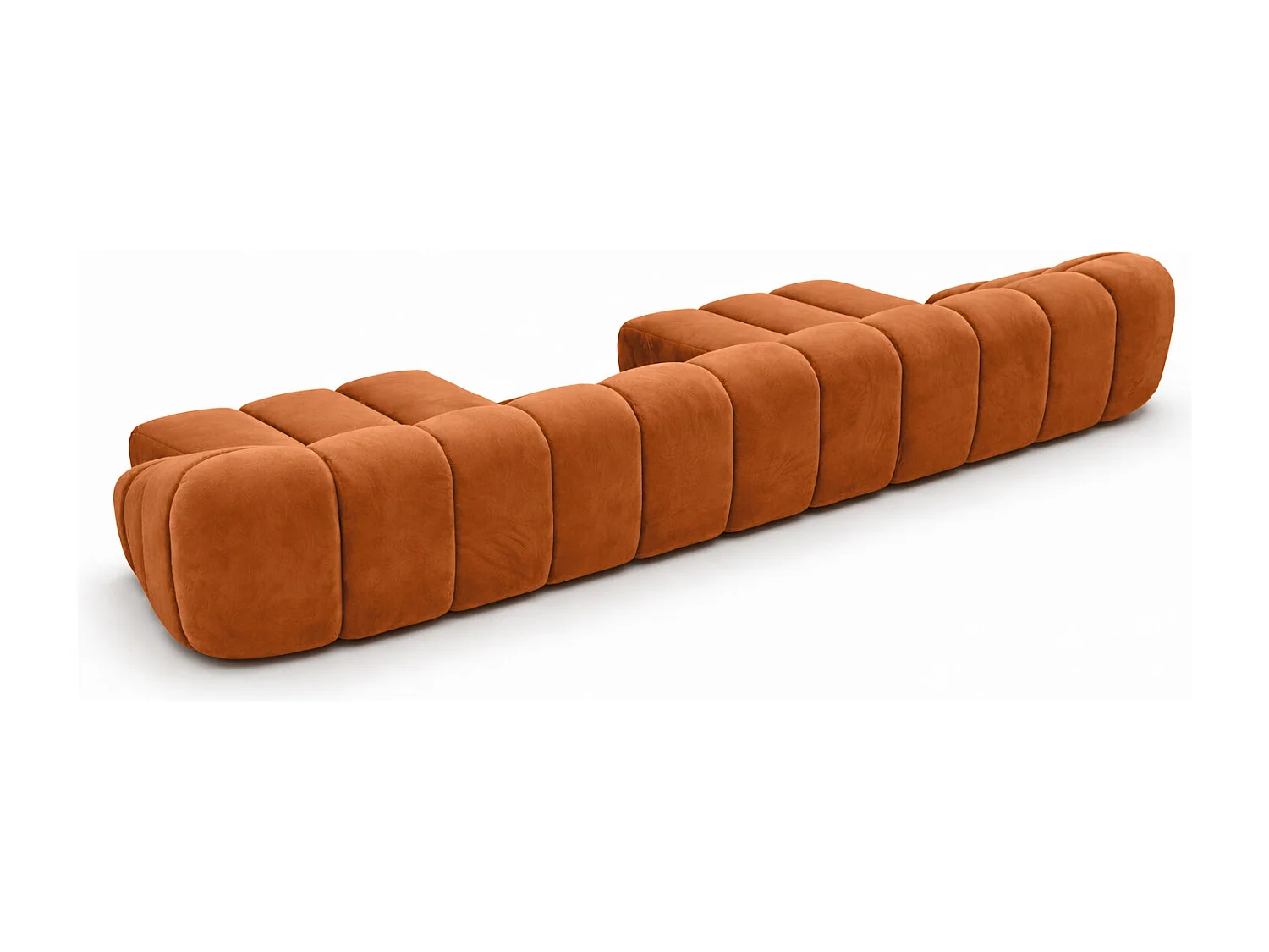 Narożnik modułowy w kształcie U, tkanina welurowa Bluvel, Cynamonowy, CROISSANT U