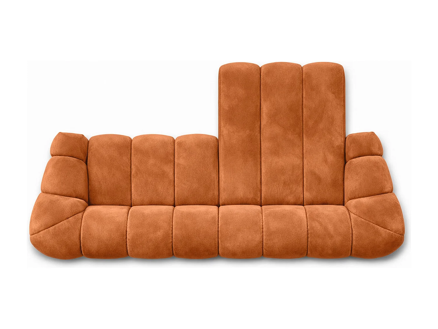 Divano angolare modulare a L, tessuto velluto Bluvel, color cannella, destra, CROISSANT L