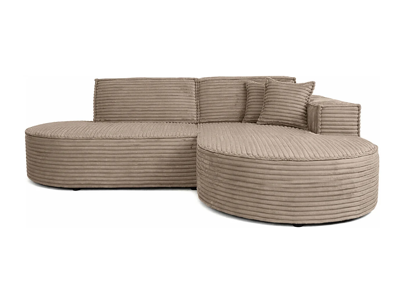 Ecksofa L-Form, Cordstoff Velo, Beige, Rechts, Modena Studio