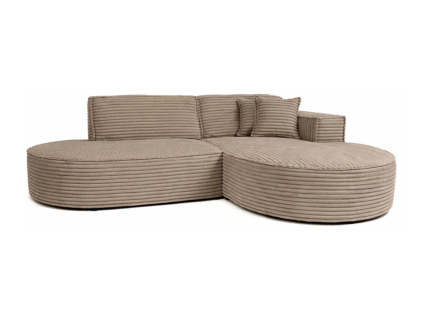 Ecksofa L-Form, Cordstoff Velo, Beige, Rechts, Modena Studio