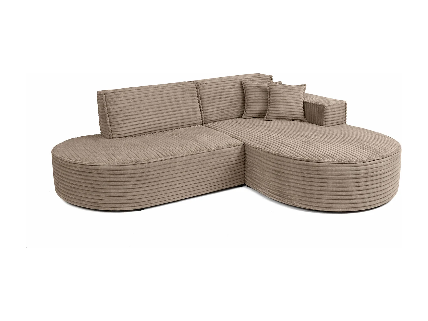 Ecksofa L-Form, Cordstoff Velo, Beige, Rechts, Modena Studio