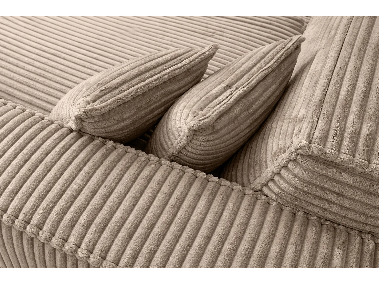 Ecksofa L-Form, Cordstoff Velo, Beige, Rechts, Modena Studio