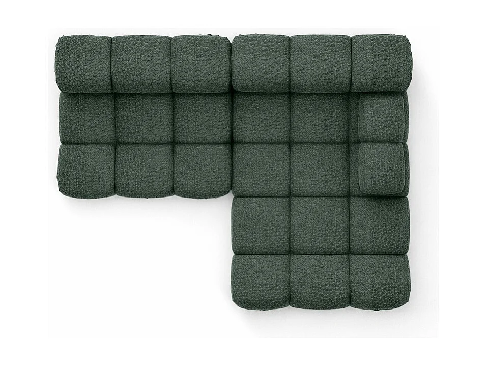 Canapé d’angle en L Mini II modulaire, tissu bouclé Abriamo, Vert foncé, Droite, Selia