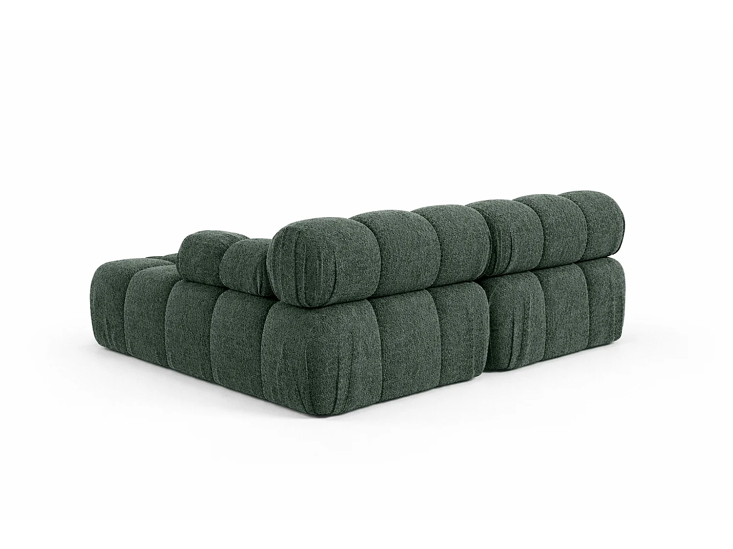 Canapé d’angle en L Mini II modulaire, tissu bouclé Abriamo, Vert foncé, Droite, Selia