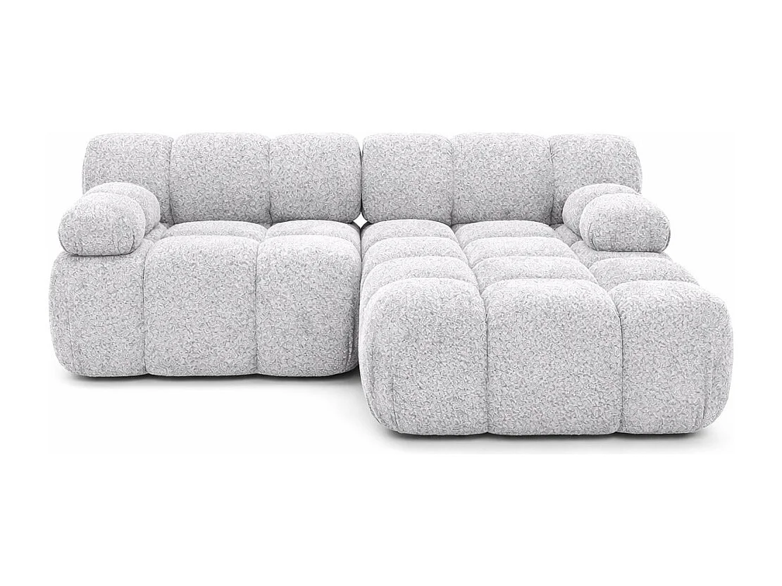 Canapé d’angle L mini modulaire, tissu bouclé Abriamo, Gris clair, Droite, Selia