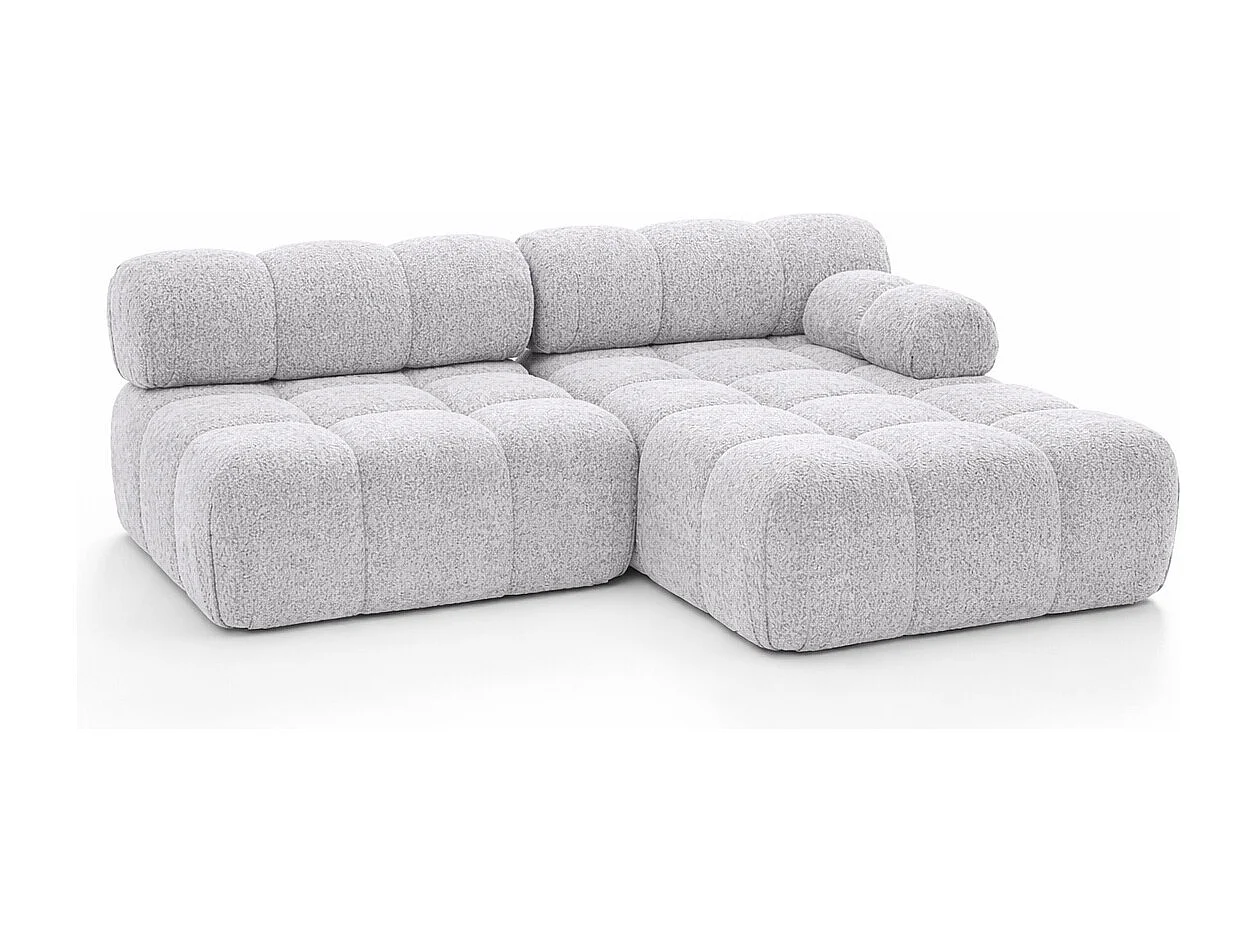 Canapé d’angle en L Mini II modulaire, tissu bouclé Abriamo, Gris clair, Droite, Selia