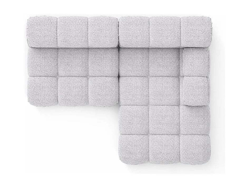Canapé d’angle en L Mini II modulaire, tissu bouclé Abriamo, Gris clair, Droite, Selia