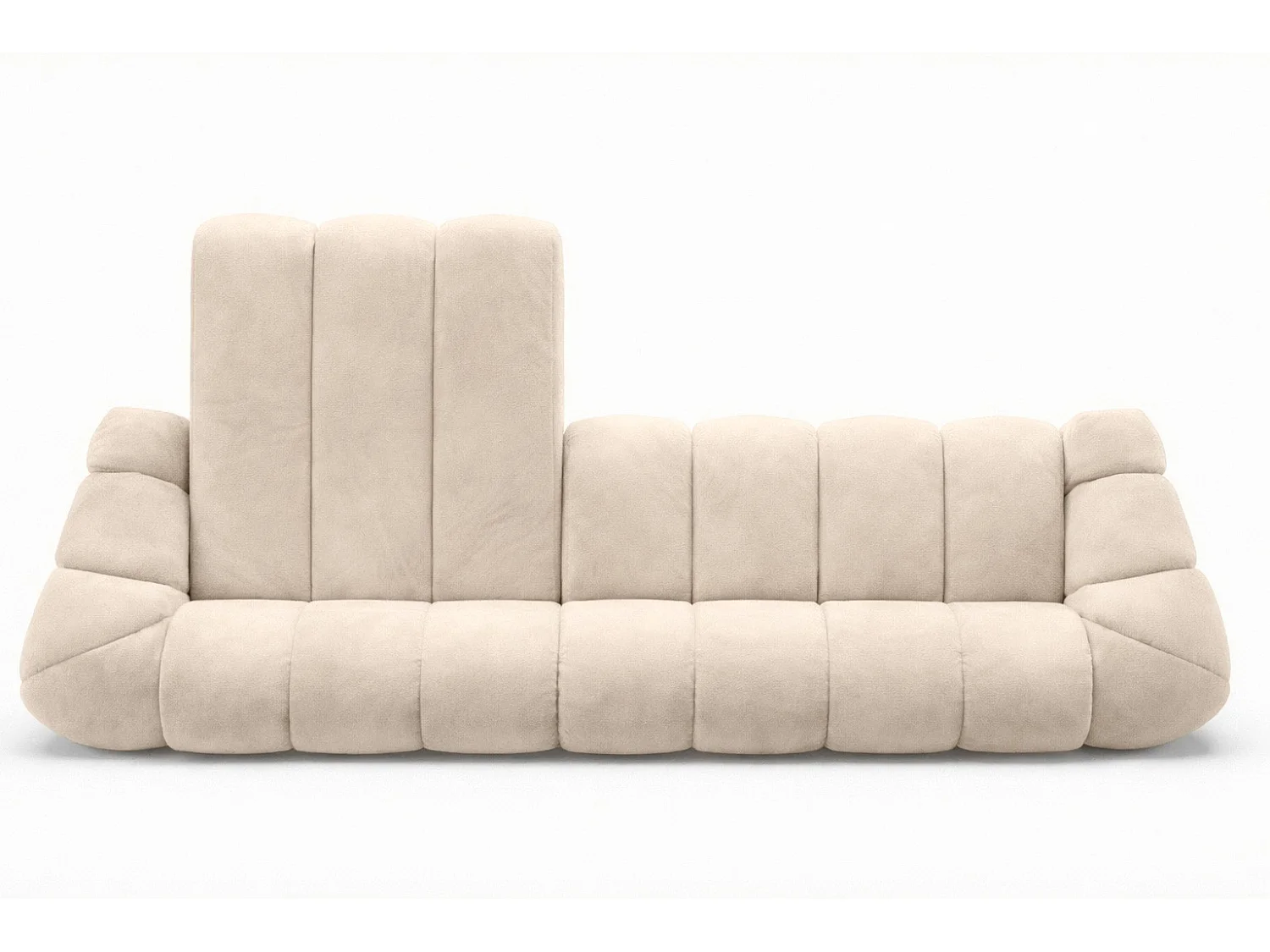 Divano angolare modulare a L, tessuto velluto Bluvel, crema, sinistra, CROISSANT XL