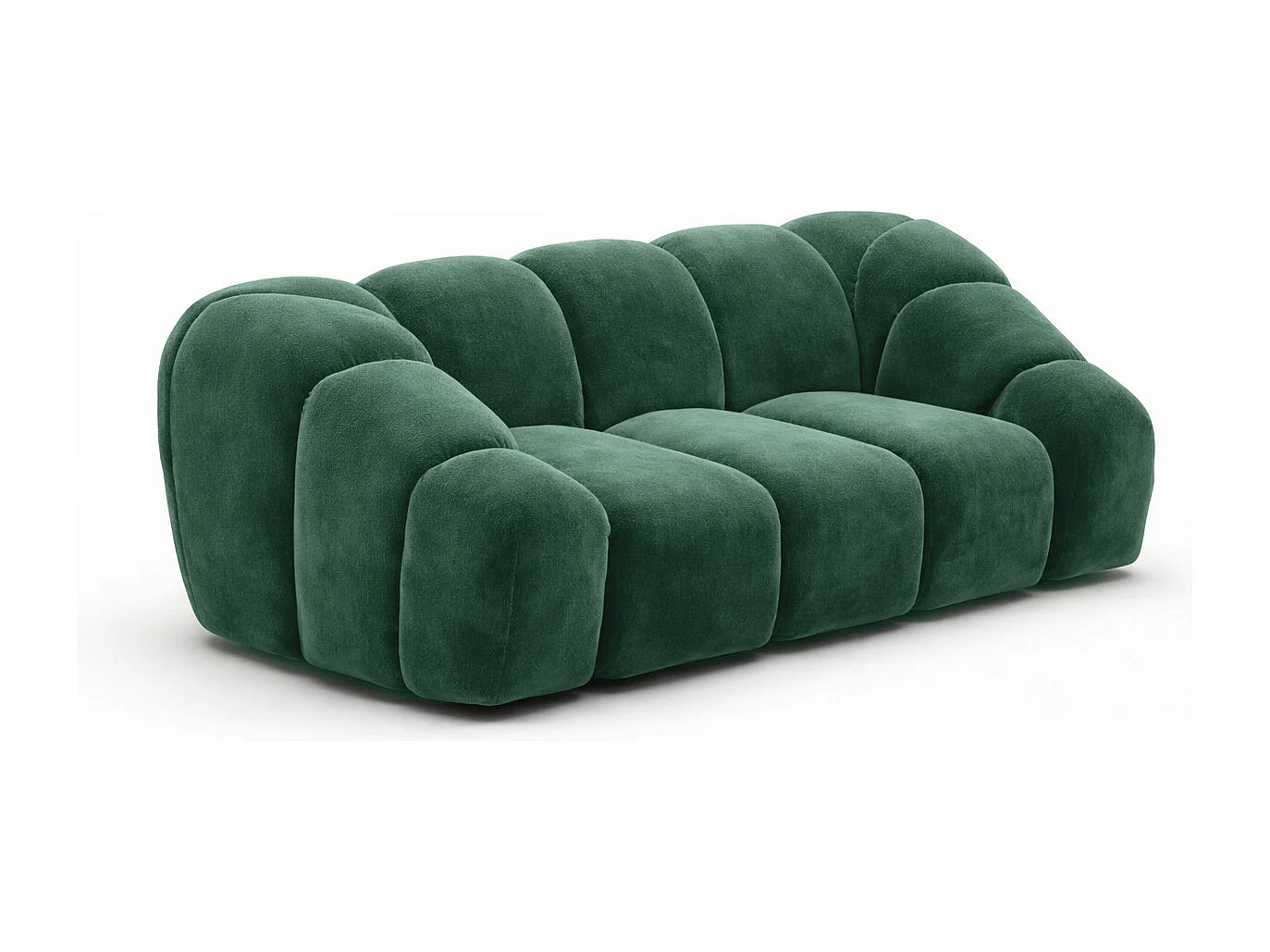 Divano modulare 2 posti, tessuto velluto Bluvel, verde, CROISSANT