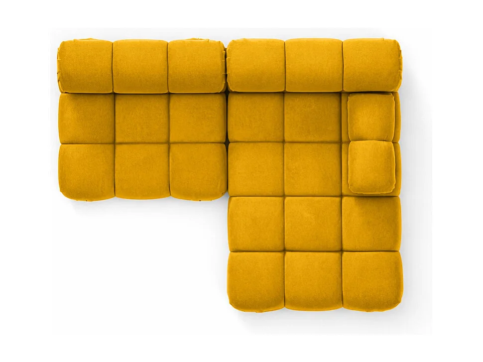 Canapé d’angle en L Mini II modulaire, velours Salvador, Jaune, Droite, Selia