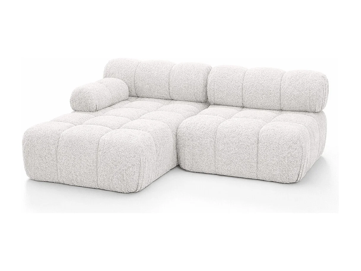 Canapé d’angle en L Mini II modulaire, tissu bouclé Abriamo, Ecru, Gauche, Selia