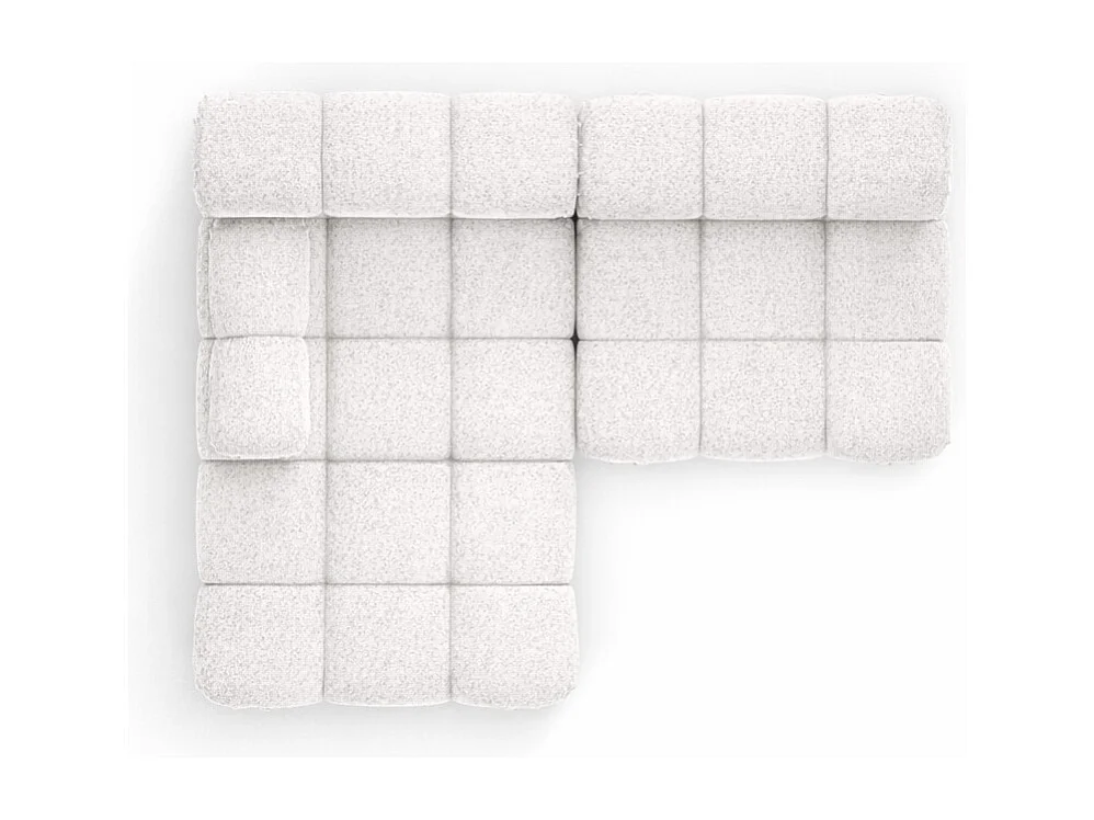 Canapé d’angle en L Mini II modulaire, tissu bouclé Abriamo, Ecru, Gauche, Selia