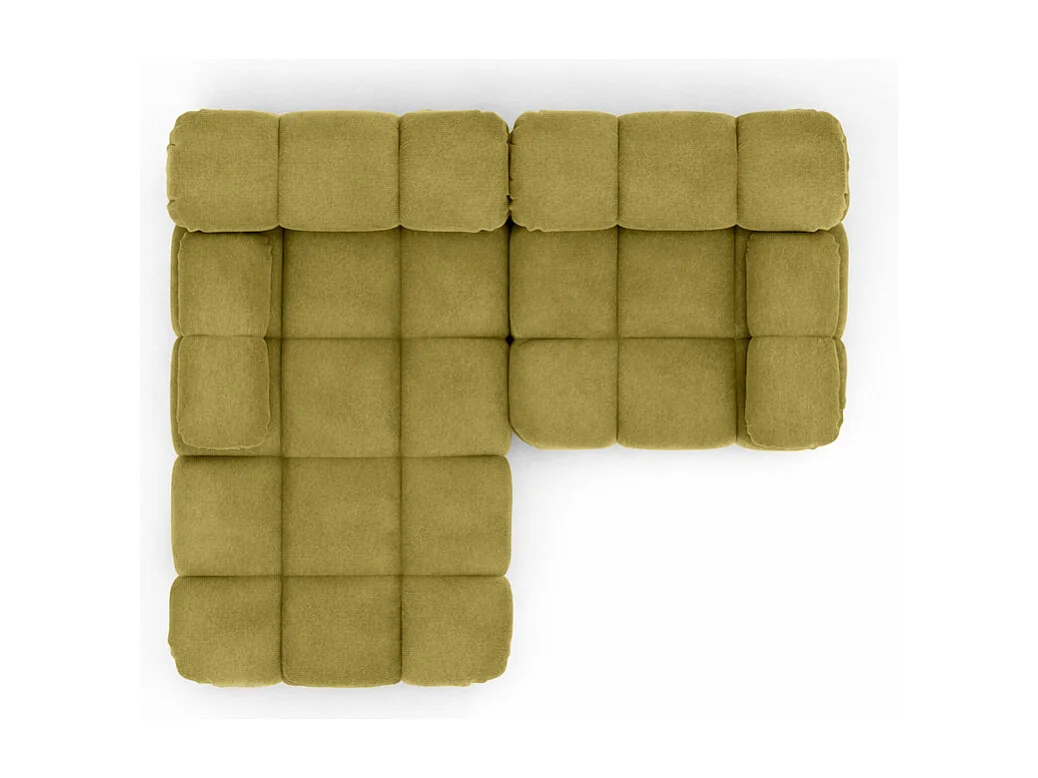 Canapé d’angle L mini modulaire, velours Salvador, Olive, Gauche, Selia