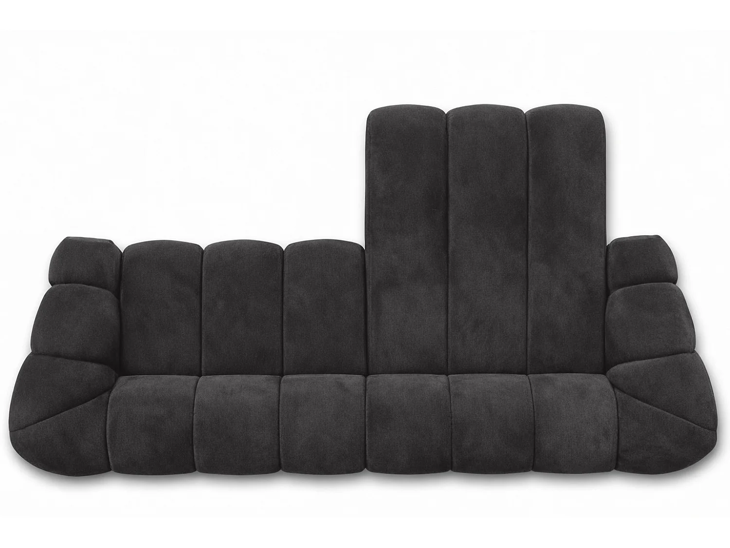 Divano angolare modulare a L, tessuto velluto Bluvel, nero, destra, CROISSANT L