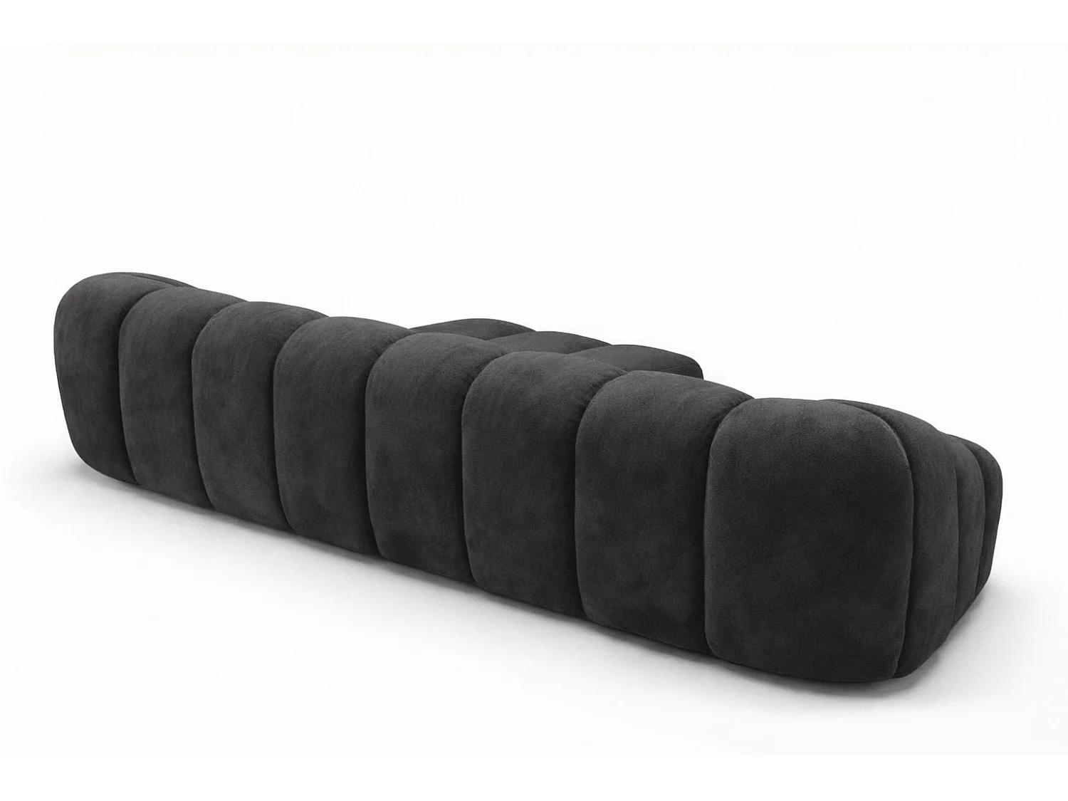 Divano angolare modulare a L, tessuto velluto Bluvel, nero, destra, CROISSANT L