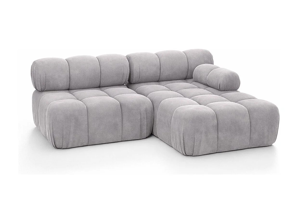 Canapé d’angle en L Mini II modulaire, velours Salvador, Gris, Droite, Selia