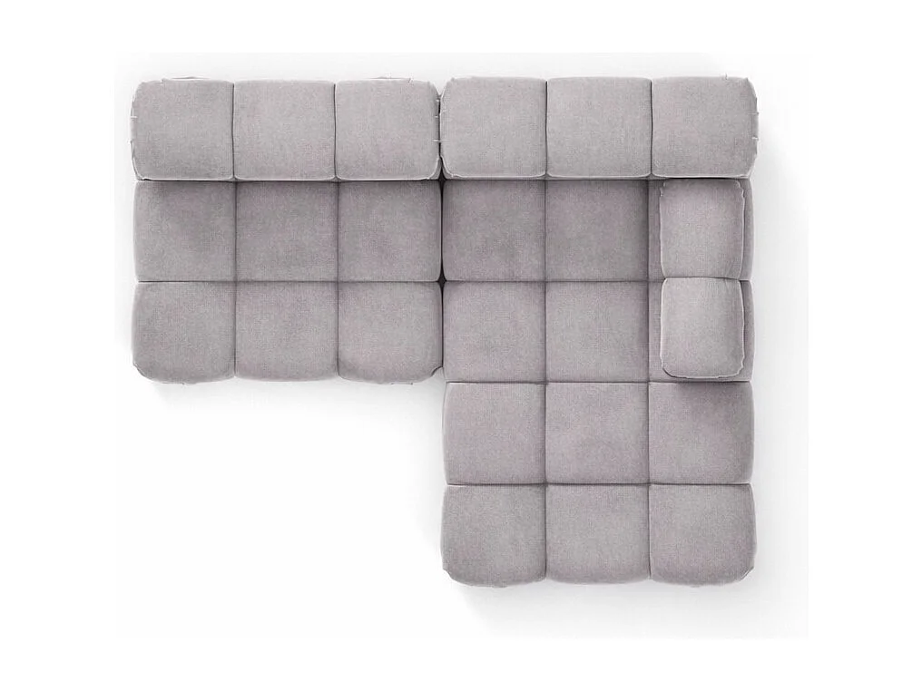 Canapé d’angle en L Mini II modulaire, velours Salvador, Gris, Droite, Selia