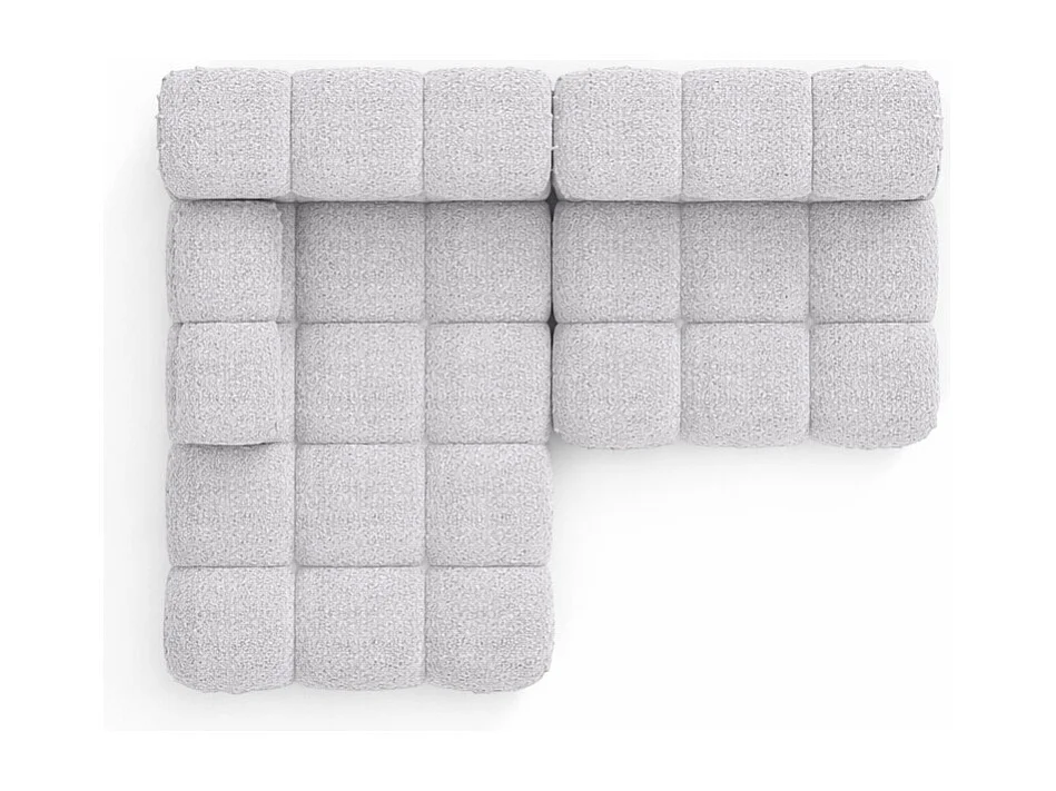 Canapé d’angle en L Mini II modulaire, tissu bouclé Abriamo, Gris clair, Gauche, Selia