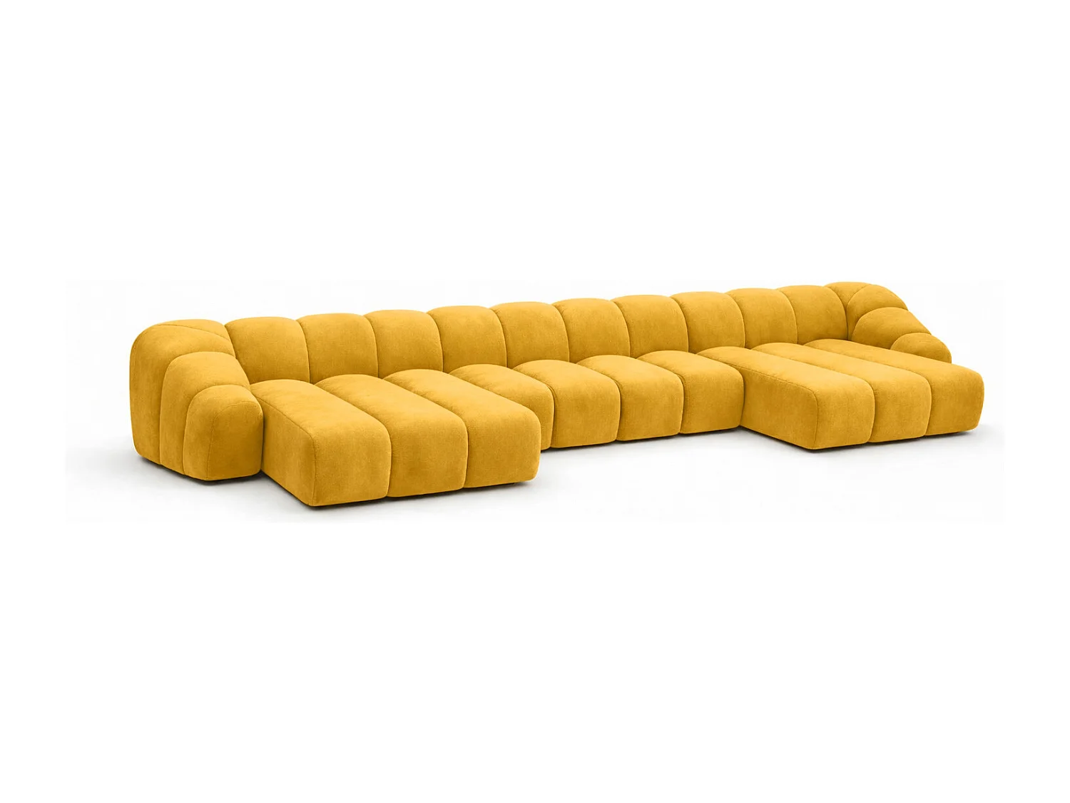 Divano angolare modulare a U, tessuto velluto Bluvel, dorato, CROISSANT U XL