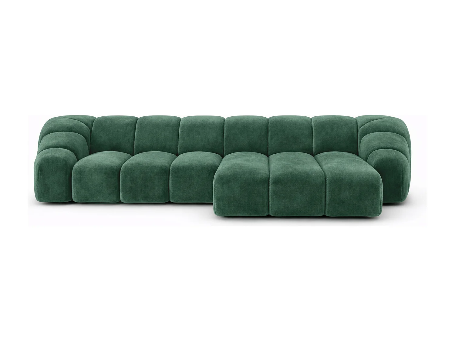 Divano angolare modulare a L, tessuto velluto Bluvel, verde, destra, CROISSANT L