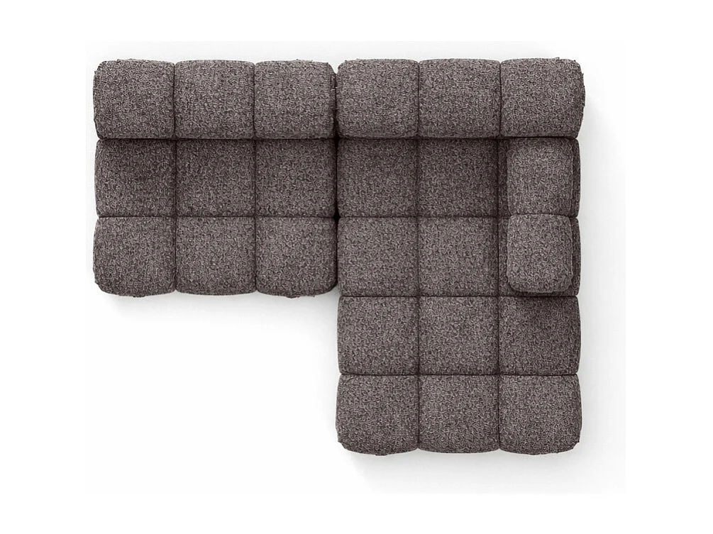 Canapé d’angle en L Mini II modulaire, tissu bouclé Abriamo, Marron, Droite, Selia