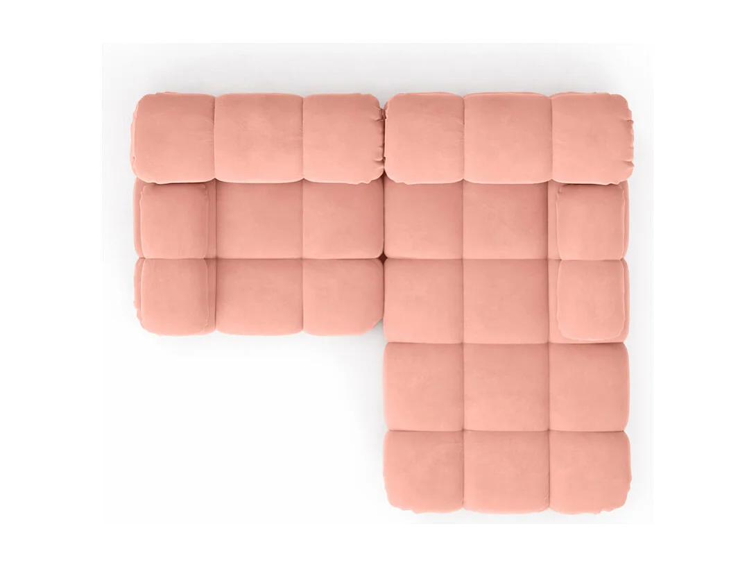Canapé d’angle L mini modulaire, velours Salvador, Rose, Droite, Selia