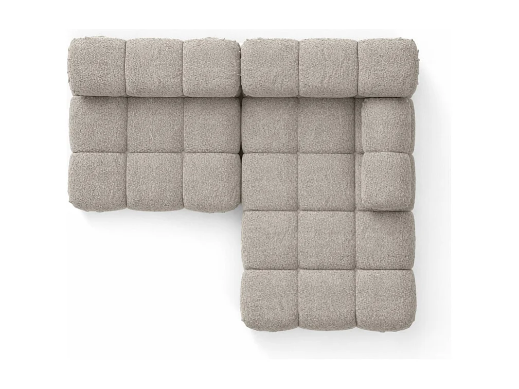 Canapé d’angle en L Mini II modulaire, tissu bouclé Abriamo, Beige, Droite, Selia