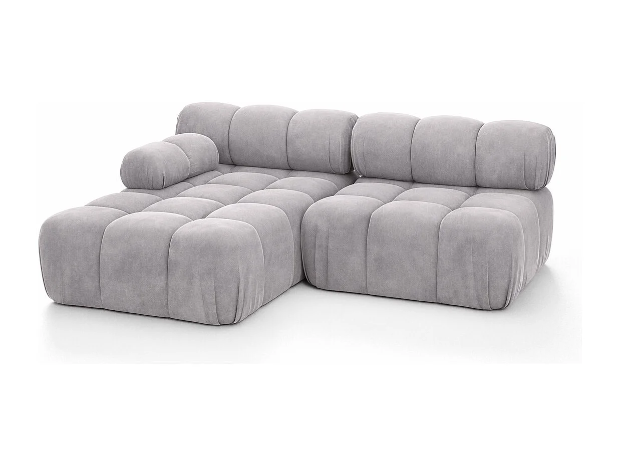 Canapé d’angle en L Mini II modulaire, velours Salvador, Gris, Gauche, Selia