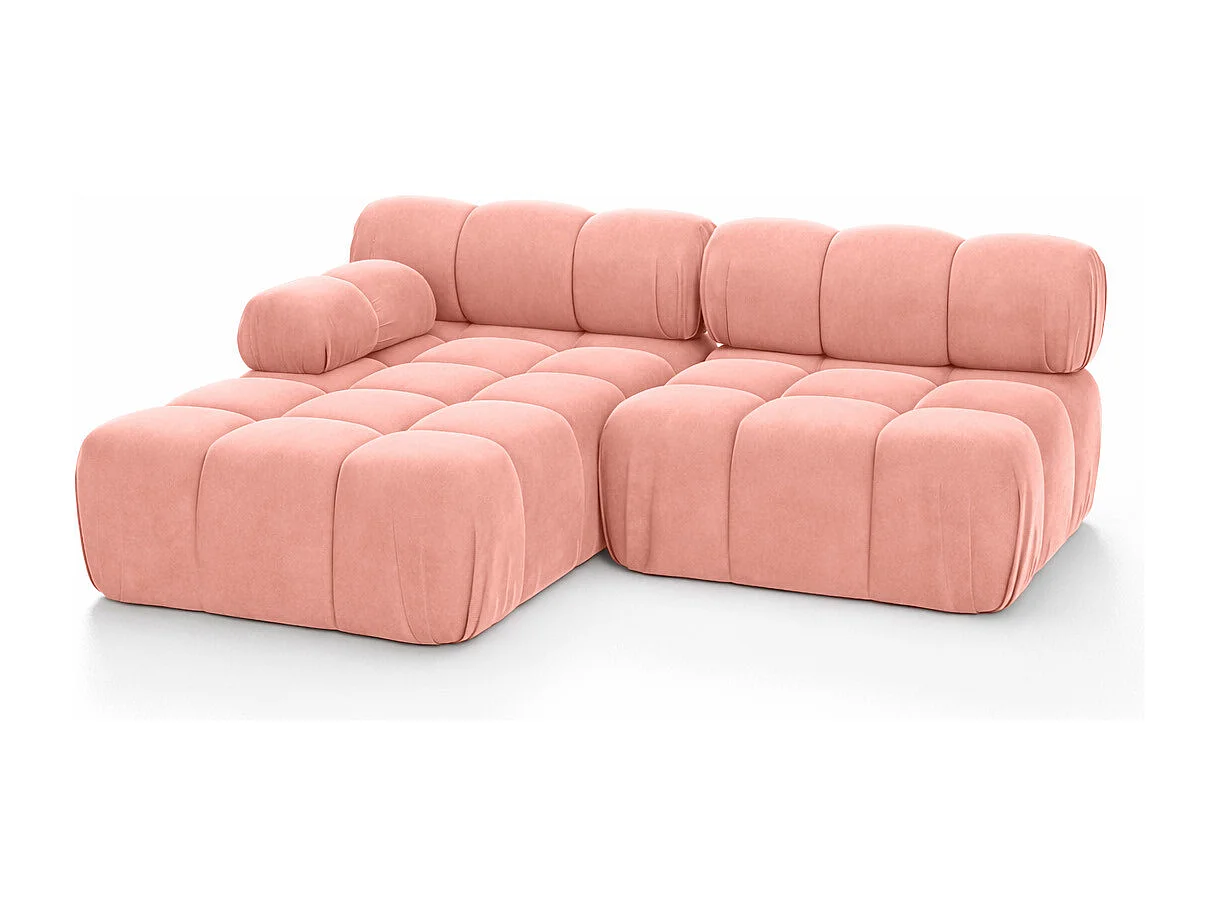 Canapé d’angle en L Mini II modulaire, velours Salvador, Rose, Gauche, Selia