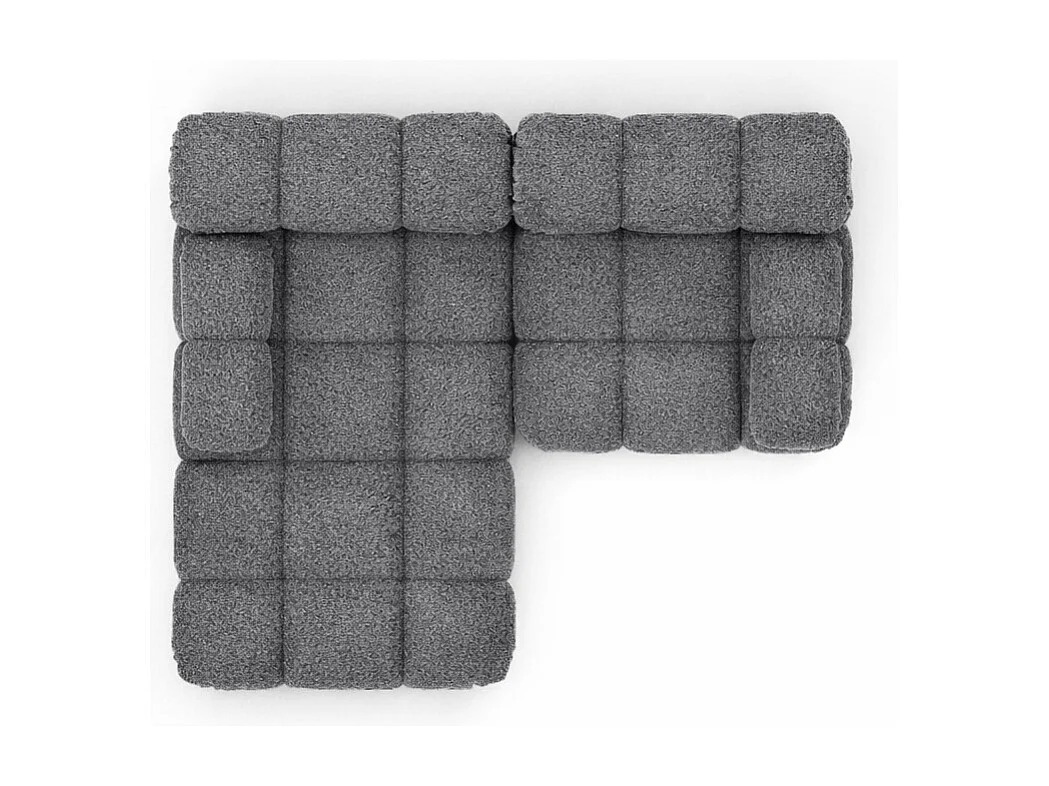 Canapé d’angle L mini modulaire, tissu bouclé Abriamo, Gris foncé, Gauche, Selia